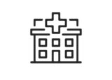 Hospital line icon. Medical building, clinic. Thin line design. Vector icon